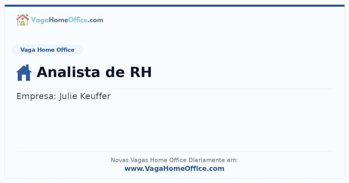 Vaga Home Office: Analista de RH | Quero Home