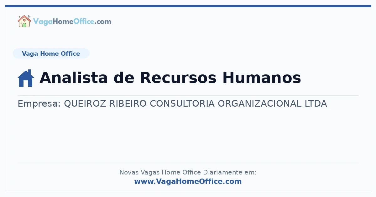 Vaga Home Office: Analista de Recursos Humanos | Quero Home
