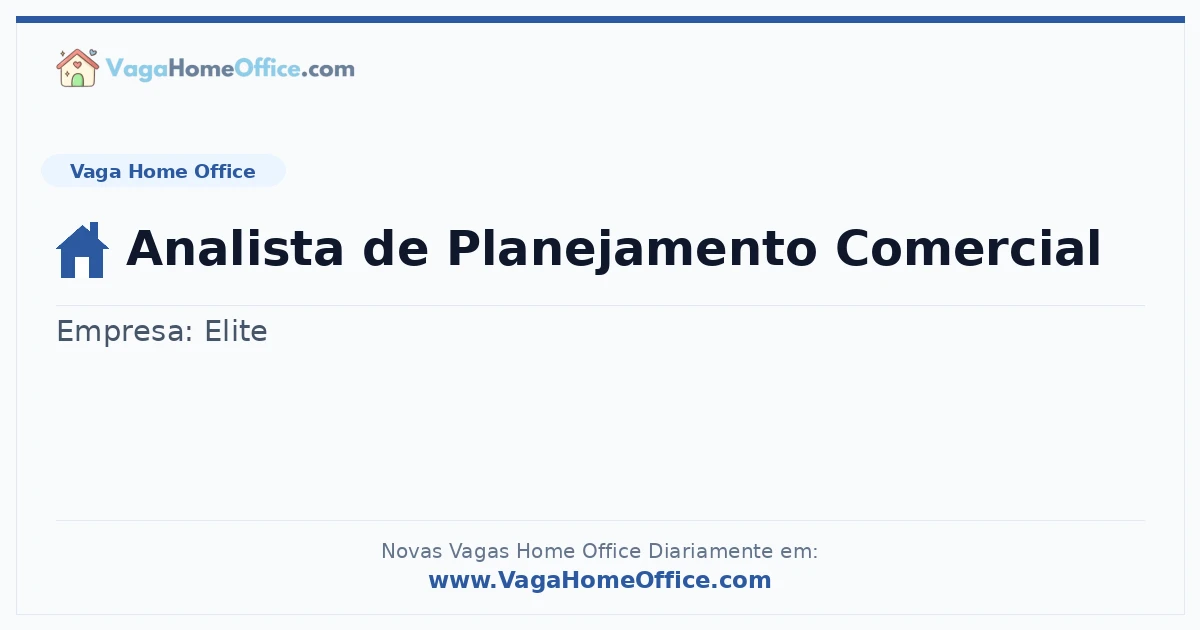Analista de Planejamento Comercial