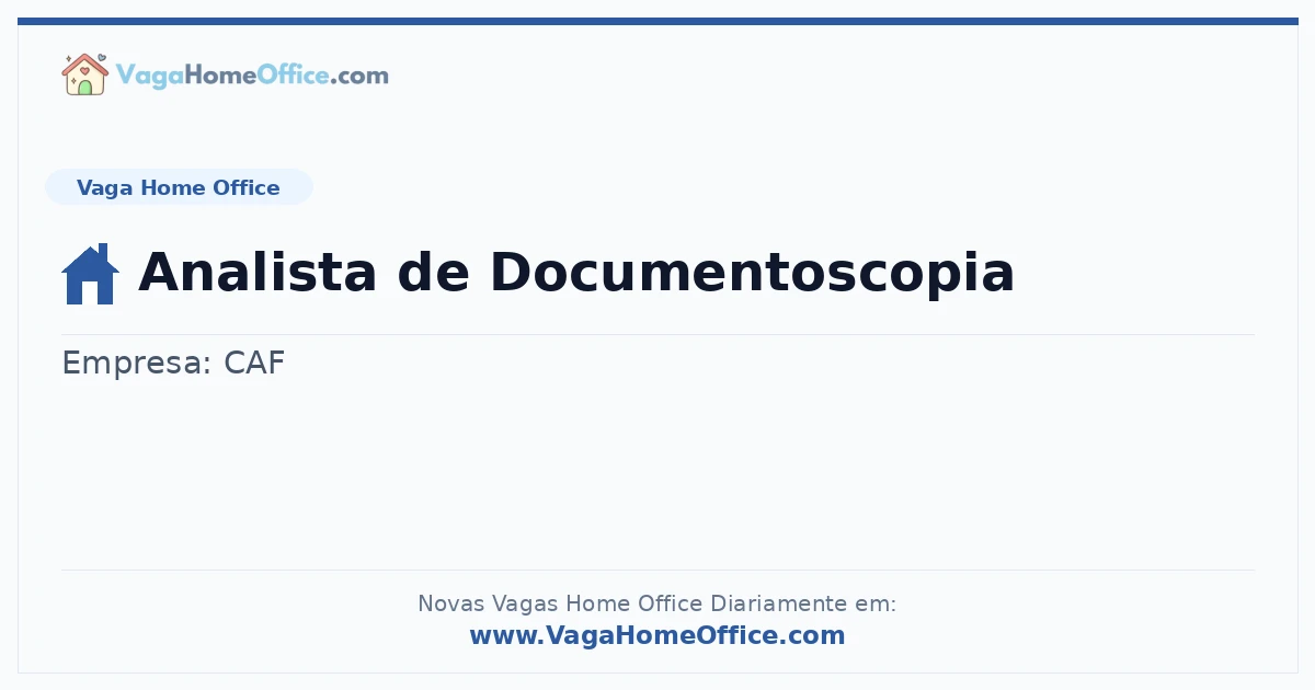 Vaga Home Office: Analista de Documentoscopia | Quero Home