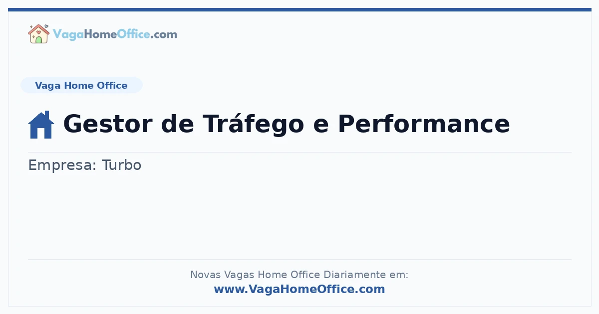 Vaga Home Office: Gestor de Tráfego e Performance | Quero Home