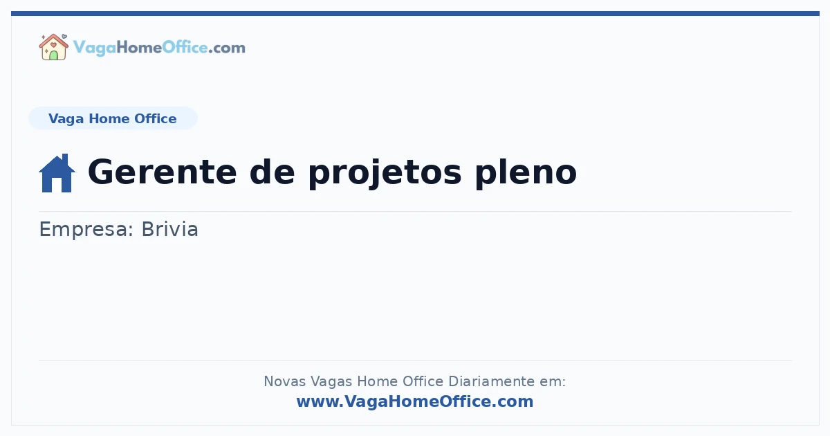 Vaga Home Office: Gerente de projetos pleno | Quero Home