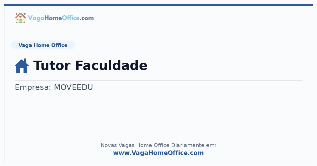 Vaga Home Office: Tutor Faculdade | Quero Home