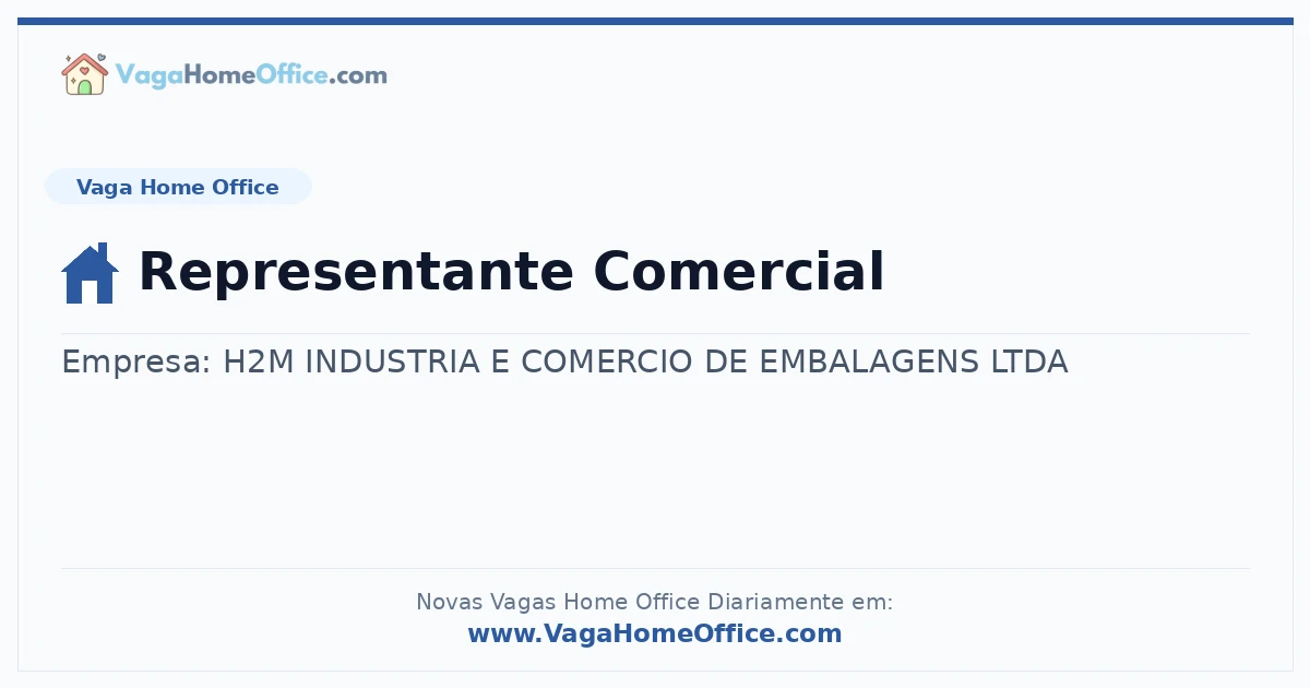 Vaga Home Office: Representante Comercial | Quero Home