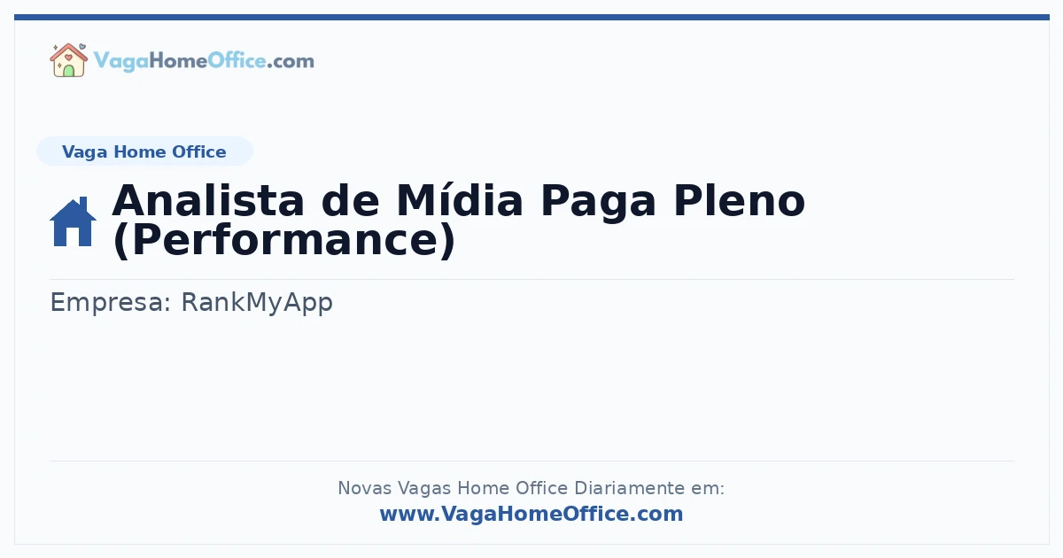 Vaga Home Office: Analista de Mídia Paga Pleno (Performance) | Quero Home