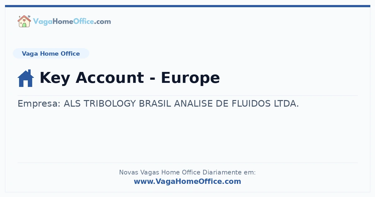Vaga Home Office: Key Account - Europe | Quero Home