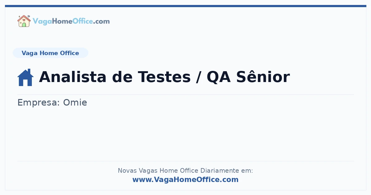 Analista de Testes / QA Sênior