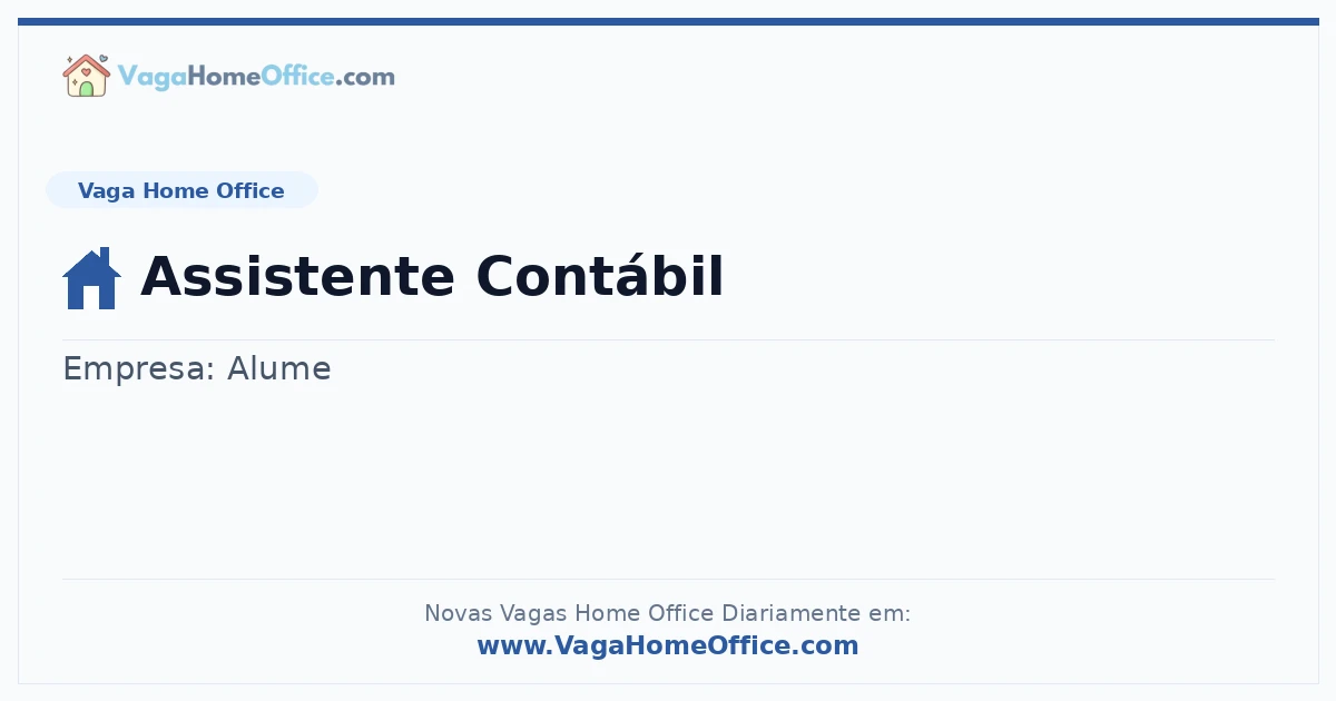 Vaga Home Office: Assistente Contábil | Quero Home