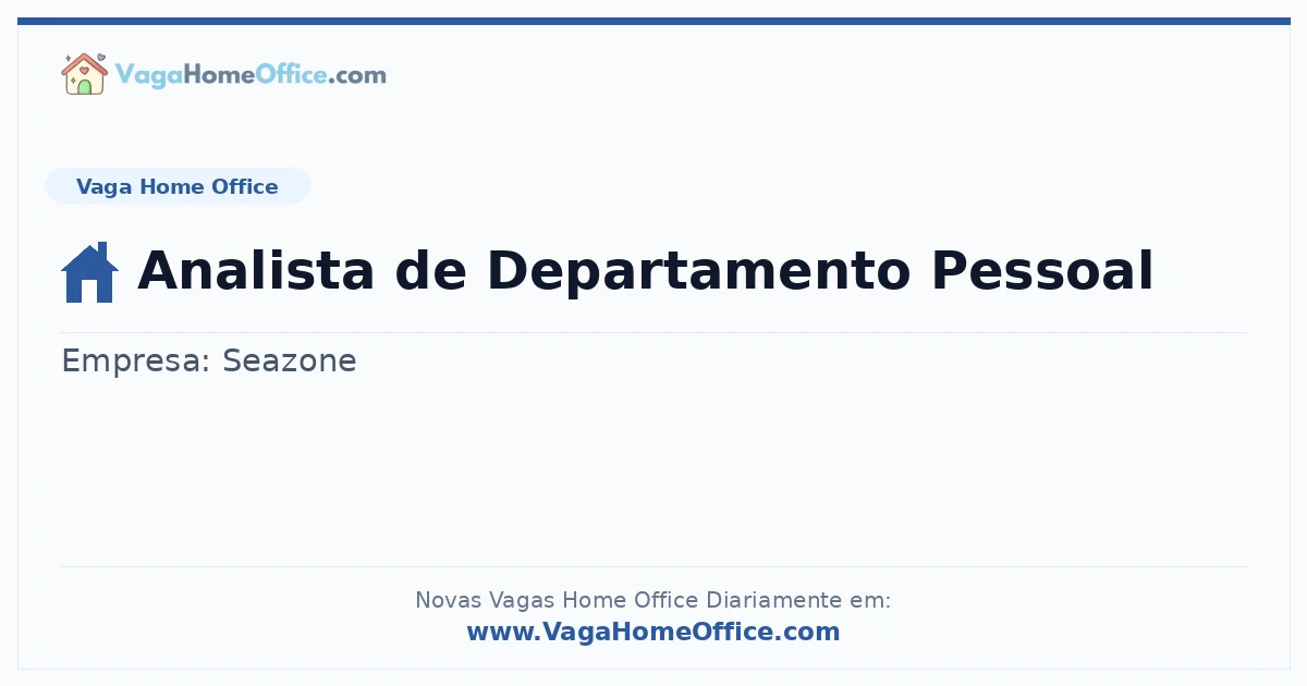 Vaga Home Office: Analista de Departamento Pessoal | Quero Home