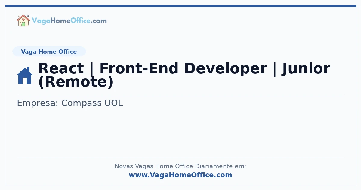 React | Front-End Developer | Junior (Remote)