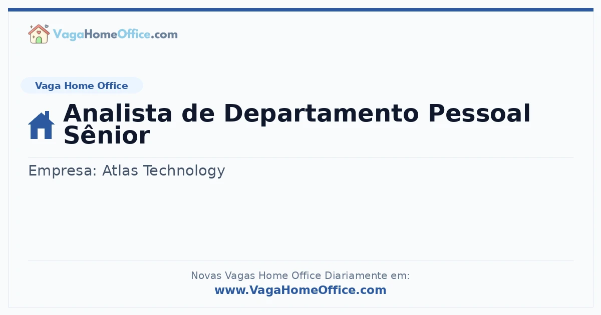Vaga Home Office: Analista de Departamento Pessoal Sênior | Quero Home
