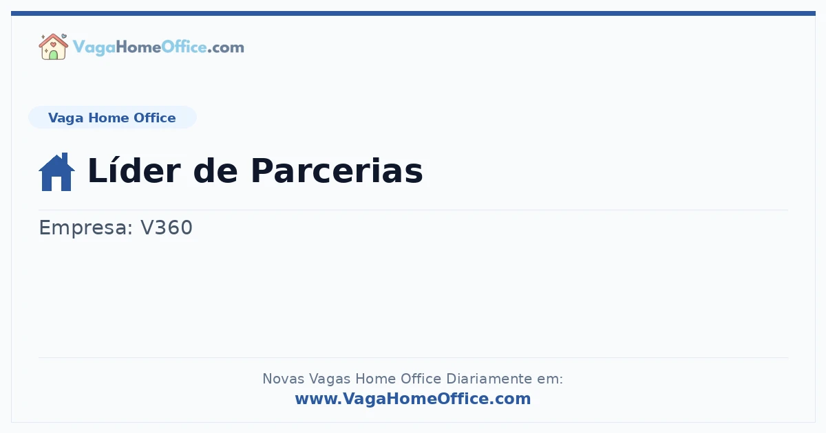 Vaga Home Office: Líder de Parcerias | Quero Home