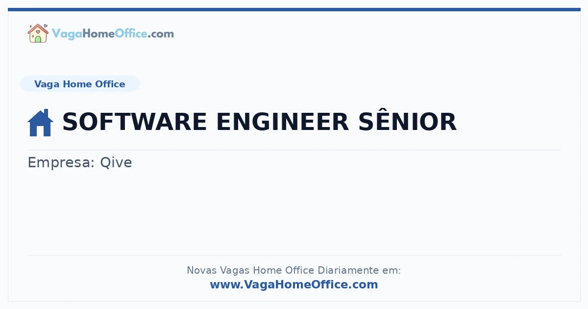 Vaga Home Office: SOFTWARE ENGINEER SÊNIOR | Quero Home