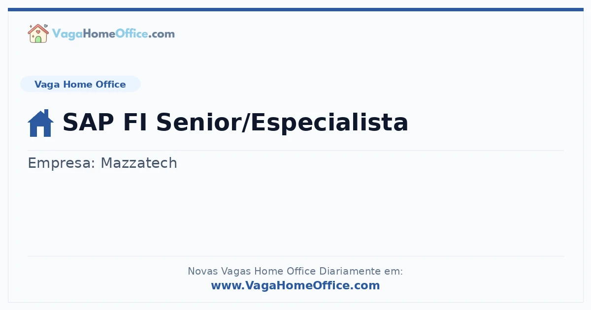Vaga Home Office: SAP FI Senior/Especialista | Quero Home